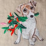 Hímzett párnahuzat - kutyus